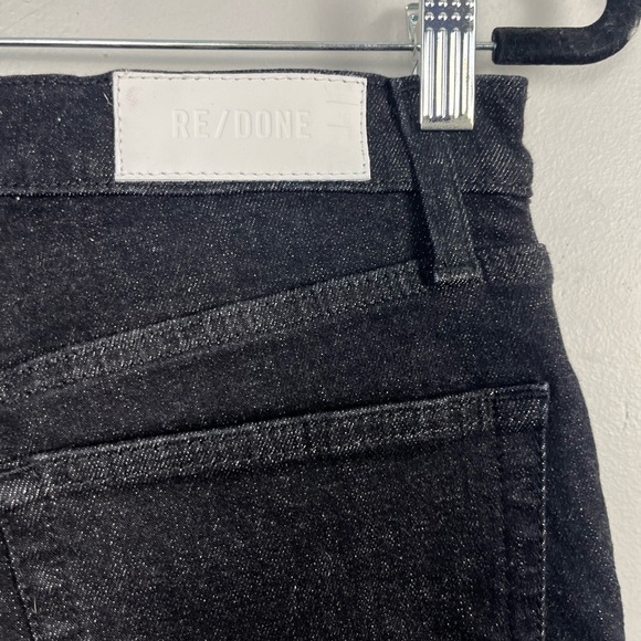 RE/DONE 70s Stove Pipe Jeans Raw Hem Washed Noir Black Buttonfly size 28 - Picture 6 of 10